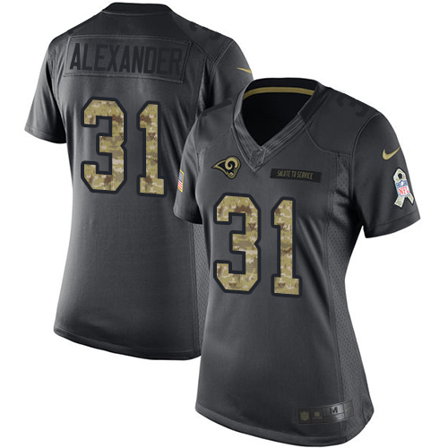 Women's Limited Mo Alexander Nike Jersey Black - #31 2016 Salute to Service NFL Los Angeles Rams